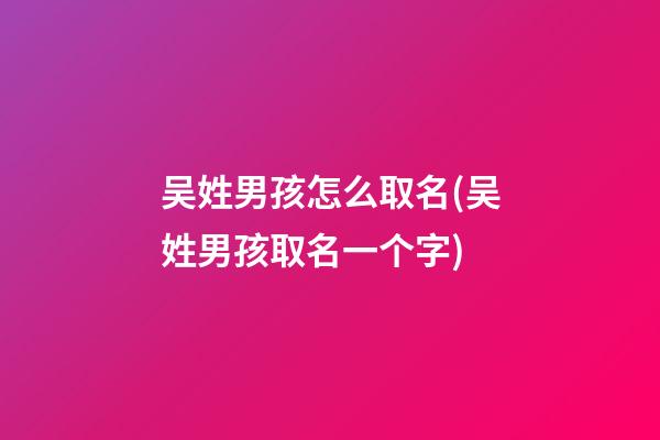 吴姓男孩怎么取名(吴姓男孩取名一个字)