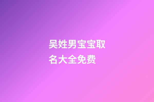 吴姓男宝宝取名大全免费(吴姓男孩取名100分免费)-第1张-男孩起名-玄机派