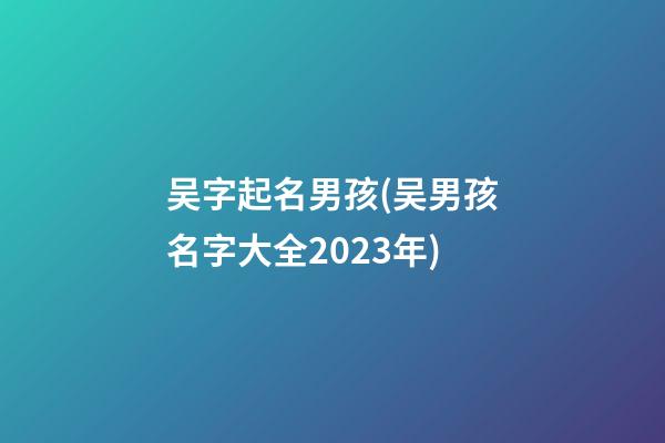 吴字起名男孩(吴男孩名字大全2023年)