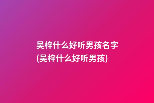 吴梓什么好听男孩名字(吴梓什么好听男孩)