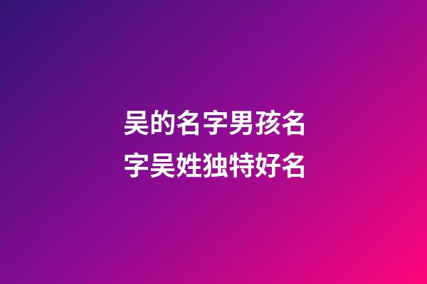 吴的名字男孩名字吴姓独特好名(吴姓听过最顺口的名字)-第1张-男孩起名-玄机派