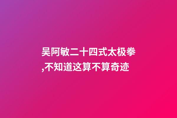 吴阿敏二十四式太极拳,不知道这算不算奇迹-第1张-观点-玄机派