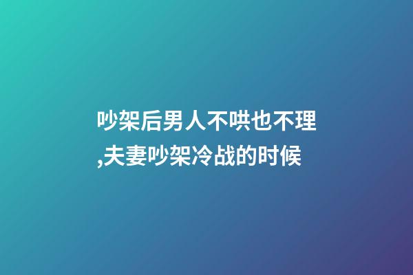 吵架后男人不哄也不理,夫妻吵架冷战的时候-第1张-观点-玄机派