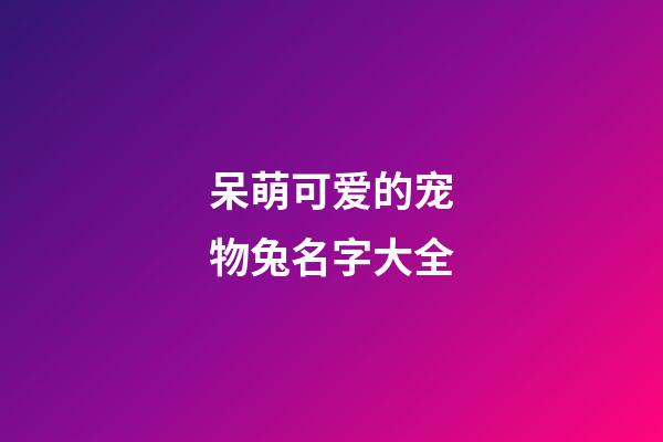 呆萌可爱的宠物兔名字大全
