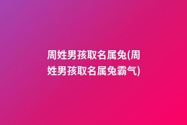 周姓男孩取名属兔(周姓男孩取名属兔霸气)
