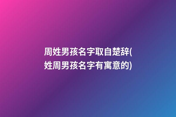 周姓男孩名字取自楚辞(姓周男孩名字有寓意的)