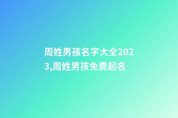 周姓男孩名字大全2023,周姓男孩免费起名