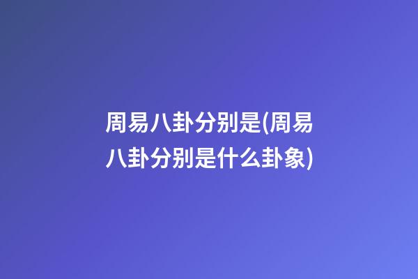 周易八卦分别是(周易八卦分别是什么卦象)