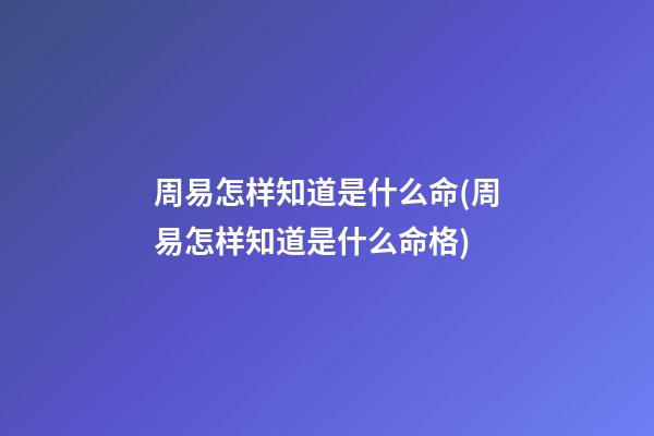 周易怎样知道是什么命(周易怎样知道是什么命格)