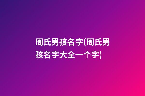 周氏男孩名字(周氏男孩名字大全一个字)