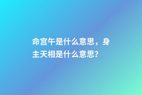 命宫午是什么意思，身主天相是什么意思？-第1张-观点-玄机派