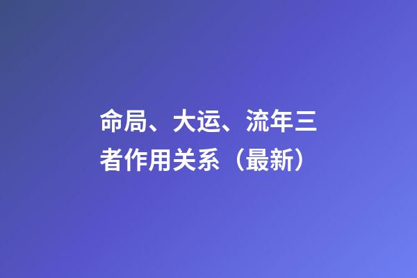 命局、大运、流年三者作用关系（最新）