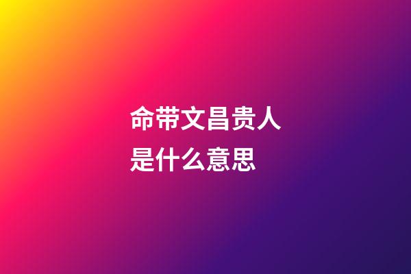 命带文昌贵人是什么意思