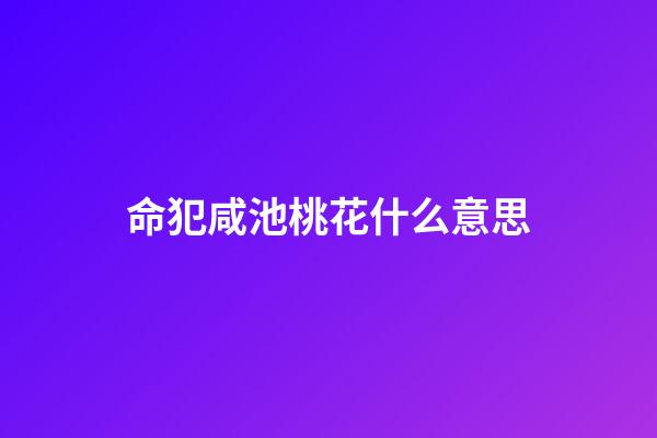 命犯咸池桃花什么意思