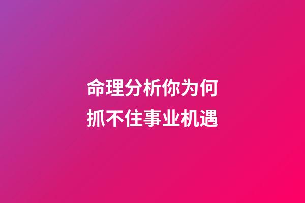命理分析你为何抓不住事业机遇