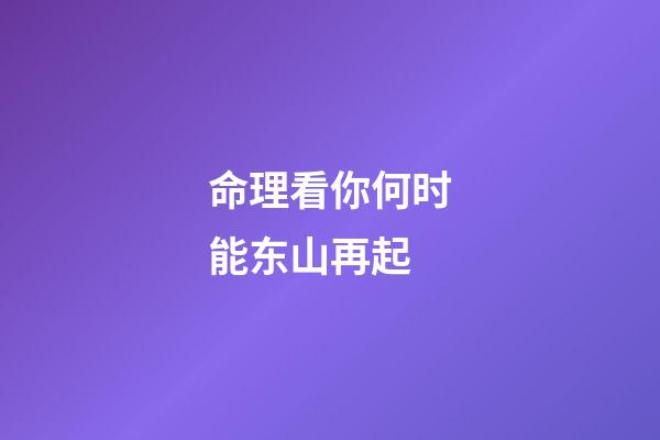 命理看你何时能东山再起