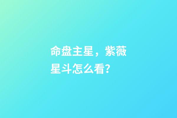 命盘主星，紫薇星斗怎么看？-第1张-观点-玄机派