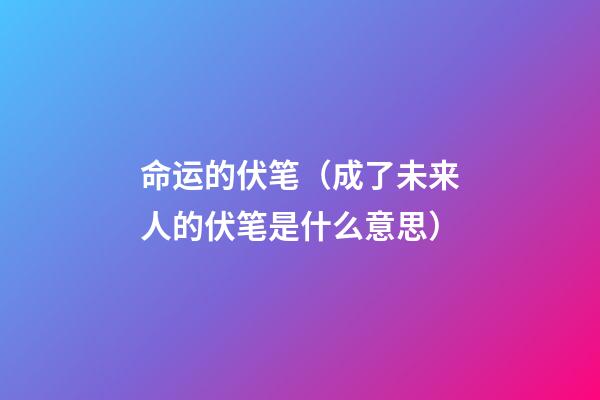 命运的伏笔（成了未来人的伏笔是什么意思）-第1张-观点-玄机派