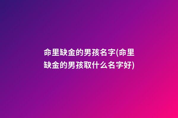 命里缺金的男孩名字(命里缺金的男孩取什么名字好)