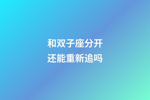 和双子座分开还能重新追吗-第1张-星座运势-玄机派