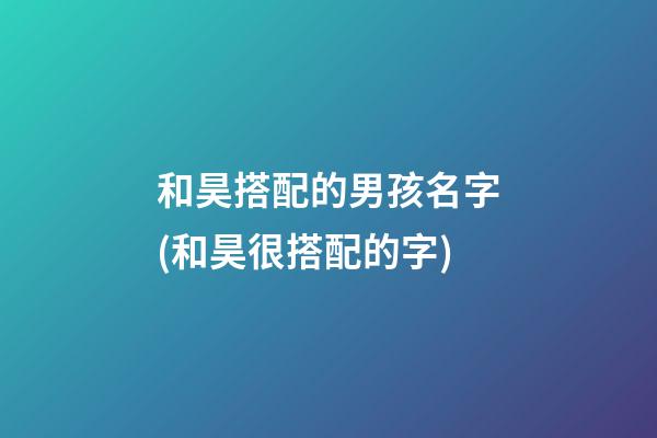 和昊搭配的男孩名字(和昊很搭配的字)