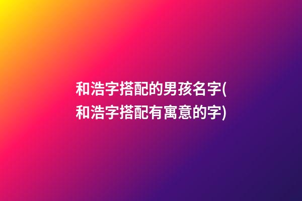 和浩字搭配的男孩名字(和浩字搭配有寓意的字)