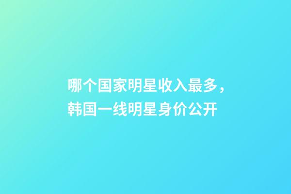 哪个国家明星收入最多，韩国一线明星身价公开-第1张-观点-玄机派