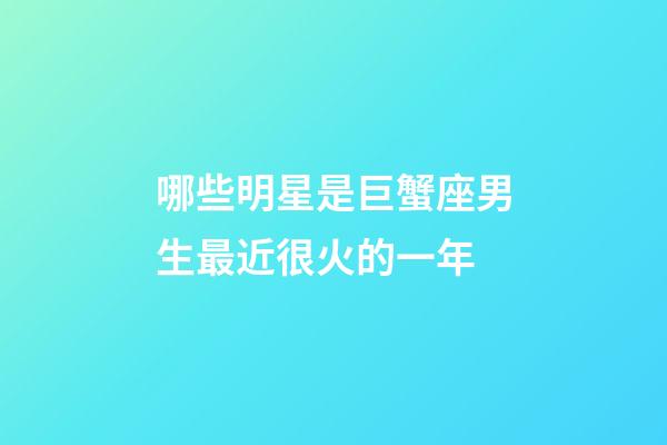 哪些明星是巨蟹座男生最近很火的一年-第1张-星座运势-玄机派