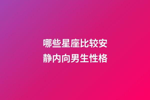 哪些星座比较安静内向男生性格-第1张-星座运势-玄机派