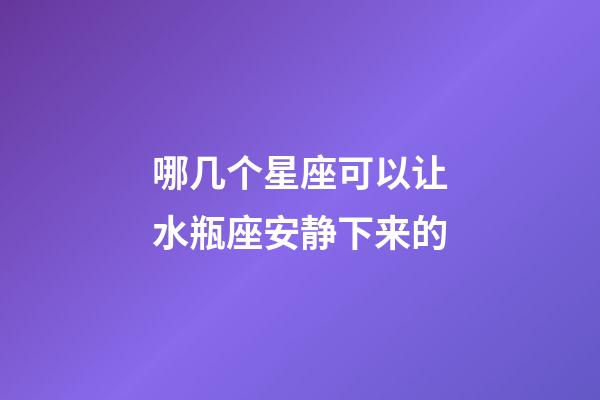 哪几个星座可以让水瓶座安静下来的-第1张-星座运势-玄机派