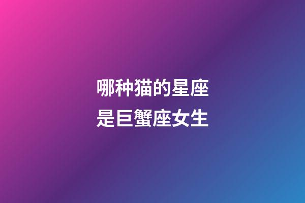 哪种猫的星座是巨蟹座女生-第1张-星座运势-玄机派