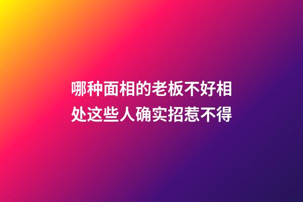 哪种面相的老板不好相处?这些人确实招惹不得