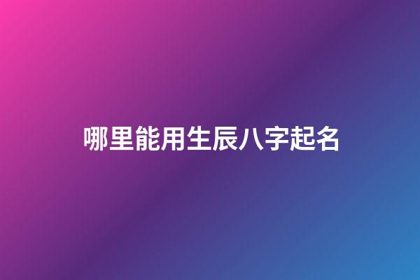 哪里能用生辰八字起名
