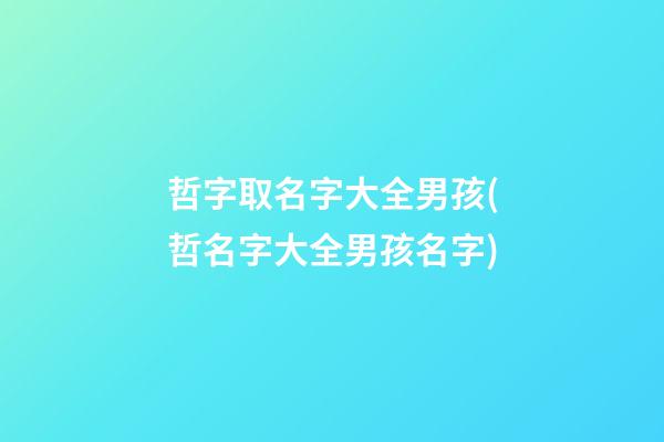 哲字取名字大全男孩(哲名字大全男孩名字)