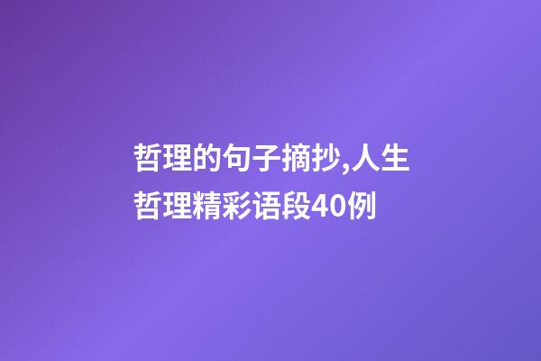 哲理的句子摘抄,人生哲理精彩语段40例-第1张-观点-玄机派