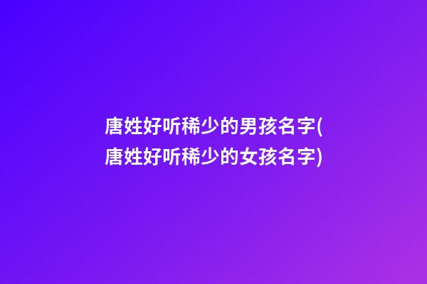 唐姓好听稀少的男孩名字(唐姓好听稀少的女孩名字)