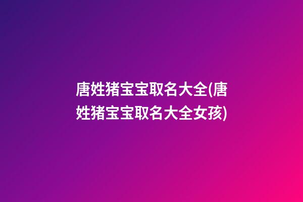 唐姓猪宝宝取名大全(唐姓猪宝宝取名大全女孩)