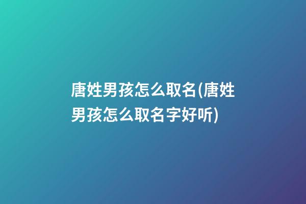 唐姓男孩怎么取名(唐姓男孩怎么取名字好听)