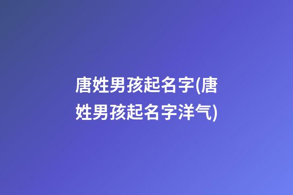 唐姓男孩起名字(唐姓男孩起名字洋气)