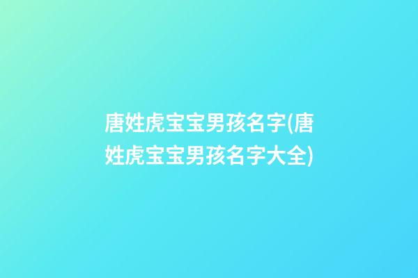 唐姓虎宝宝男孩名字(唐姓虎宝宝男孩名字大全)