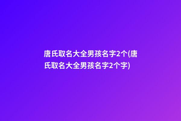 唐氏取名大全男孩名字2个(唐氏取名大全男孩名字2个字)