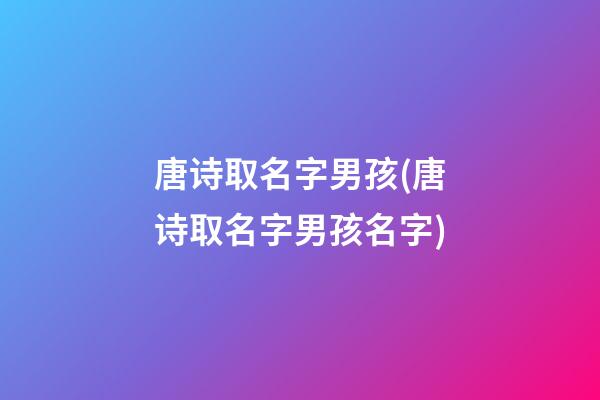 唐诗取名字男孩(唐诗取名字男孩名字)