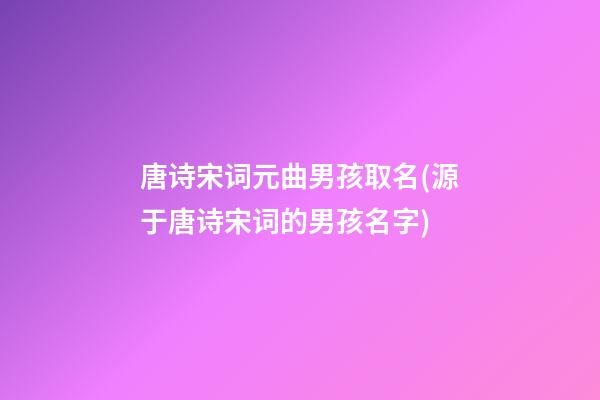 唐诗宋词元曲男孩取名(源于唐诗宋词的男孩名字)