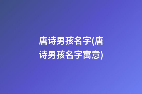 唐诗男孩名字(唐诗男孩名字寓意)