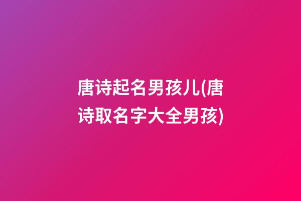 唐诗起名男孩儿(唐诗取名字大全男孩)