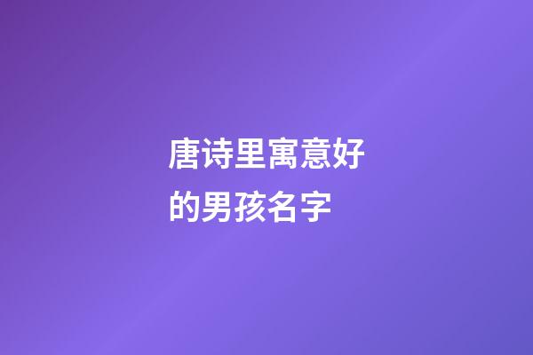 唐诗里寓意好的男孩名字(唐诗里适合男孩名字)-第1张-男孩起名-玄机派