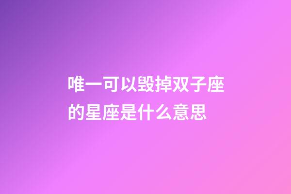 唯一可以毁掉双子座的星座是什么意思-第1张-星座运势-玄机派