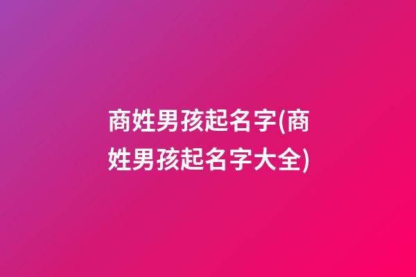 商姓男孩起名字(商姓男孩起名字大全)