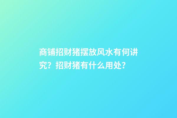 商铺招财猪摆放风水有何讲究？招财猪有什么用处？