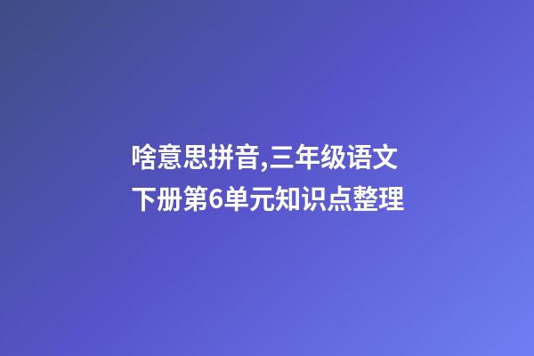 啥意思拼音,三年级语文下册第6单元知识点整理-第1张-观点-玄机派